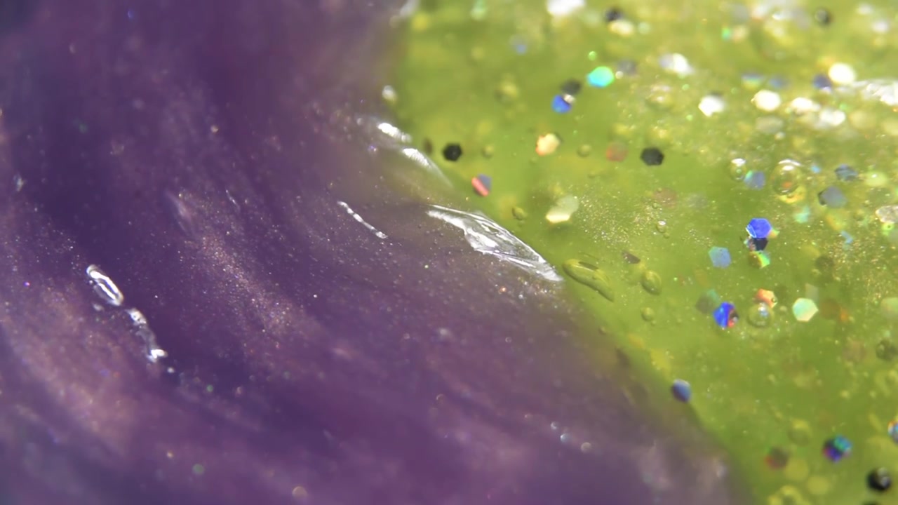 Close up of colorful glitter slime