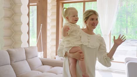 mother and daughter playing in a cozy home