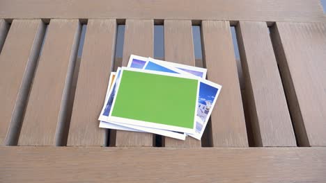 green screen postcard template for travel transition, static shot