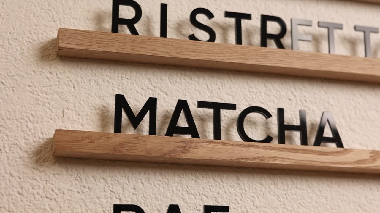 Coffee Shop Menu Board with Wooden Shelves