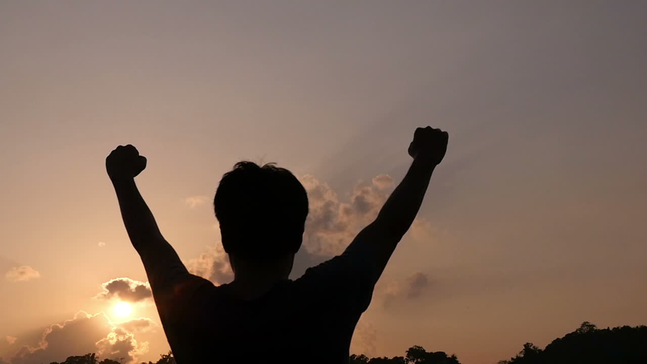 Man Celebrating Sunrise
