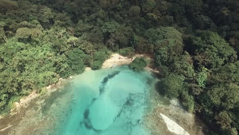 drone footage elevation of one of panama's island at the atlantic coast