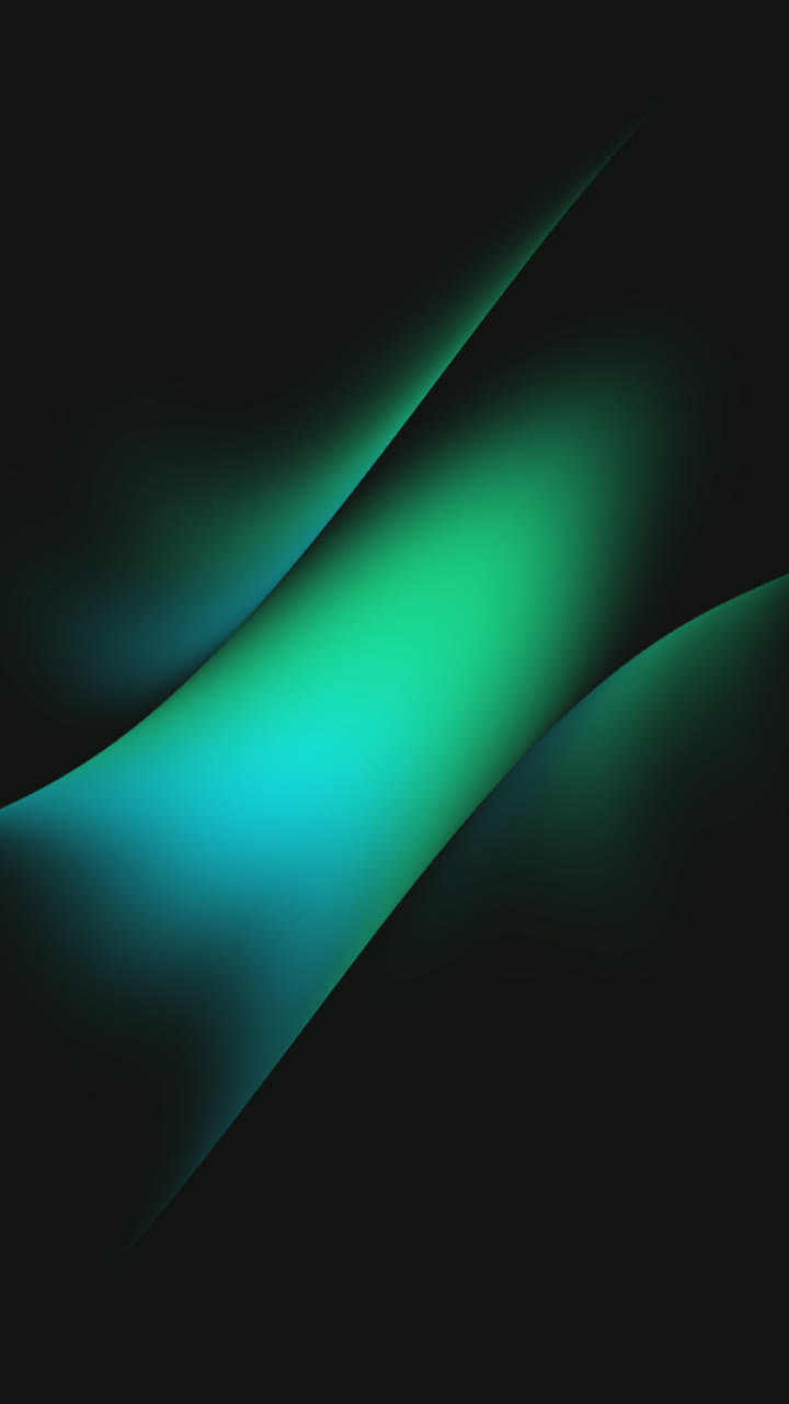 Abstract Green and Blue Gradient Waves Flowing on Dark Background