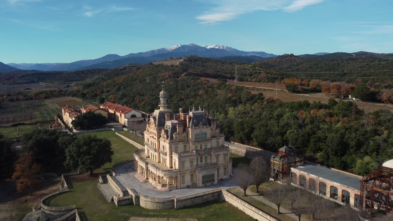 Aerial View of an Abandoned Chateau in the French Countryside