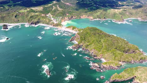 aerial overhead view of estaquilla coastline surrounded by turquoise pacific ocean waters