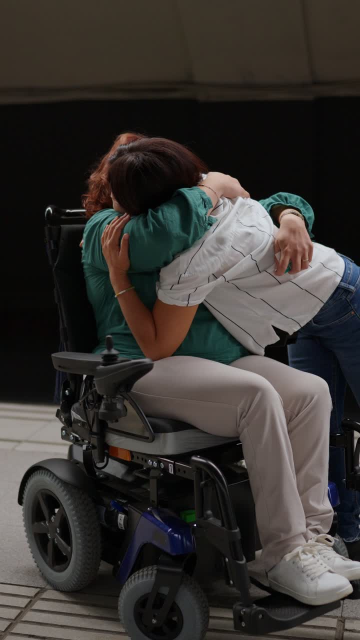 A Touching Moment: Two Friends Embracing