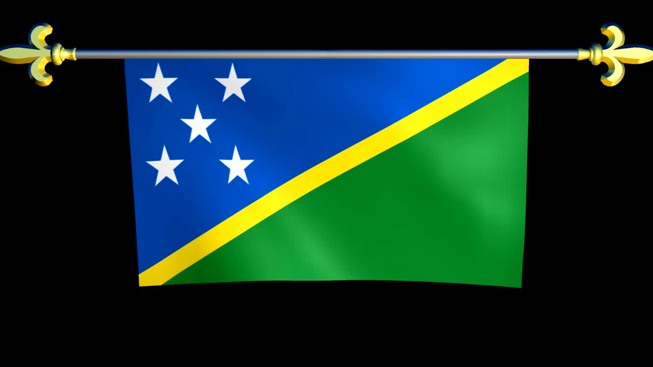 gran bandera animada en bucle de las islas salomón