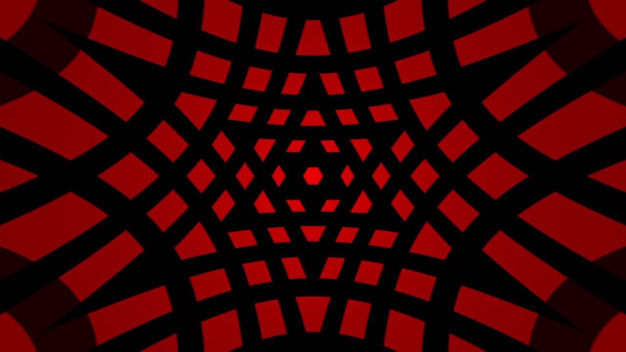 Abstract looped animation star of david. Black diverging lines on red background.