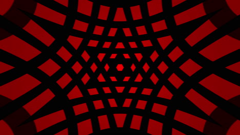 Abstract looped animation star of david. Black diverging lines on red background.