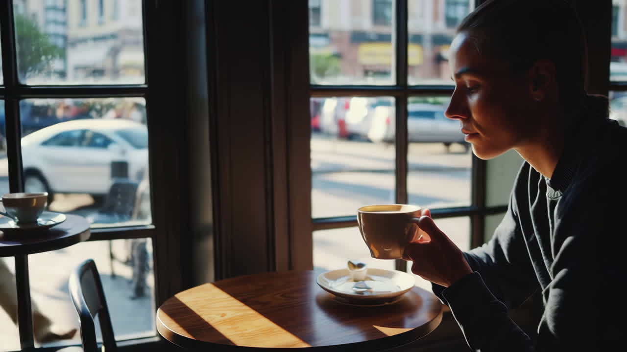 Coffee Shop Window View with People