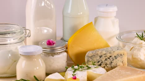 variety of dairy products on a white background