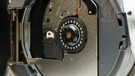 vintage cd music player close-up. using portable music player for listening with compact disc
