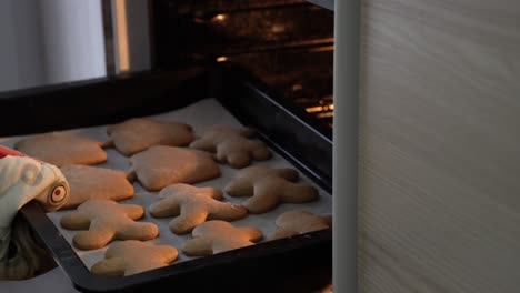 Gingerbread-cookies-being-pulled-out-off-hot-owen