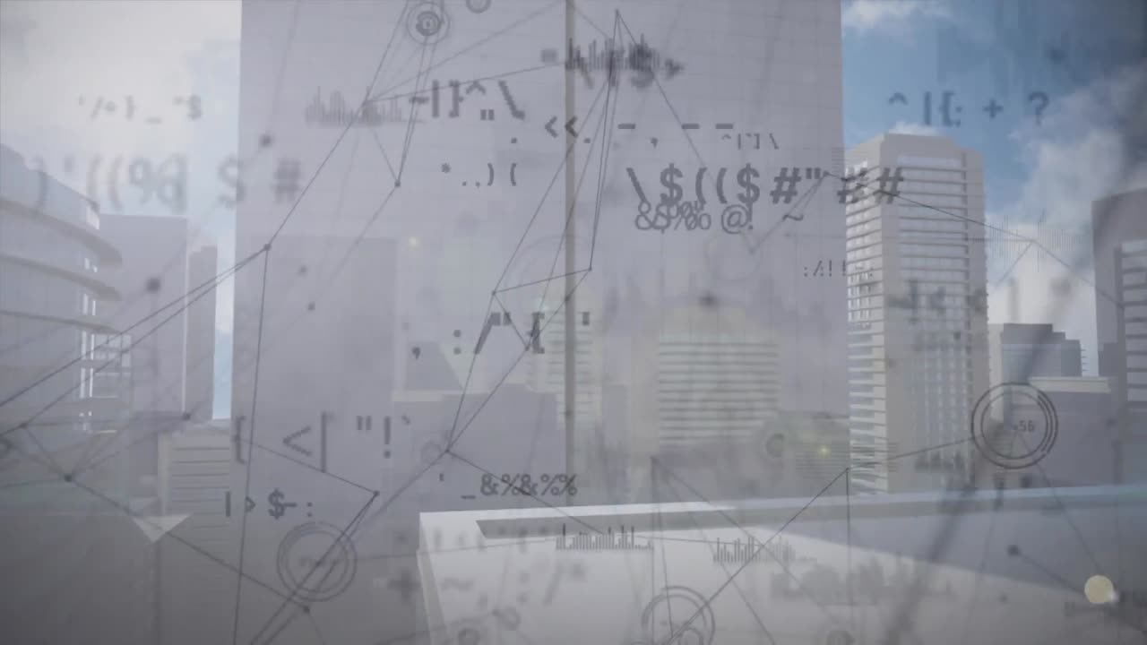 아이콘과 데이터 처리를 가진 디지털 인터페이스