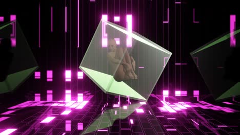 vj loop abstract rotation of a girl in a glass cube.