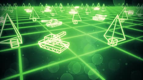 juego retro de los años 80 tanques vhs cinta de video guerra batalla vectorial arcade tron wireframe 4k