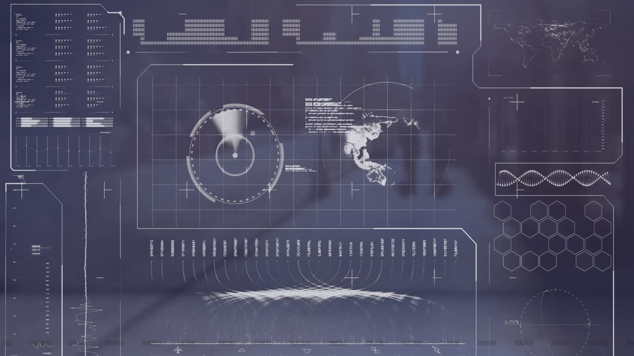 animación de la interfaz con procesamiento de datos contra la calle de la ciudad.