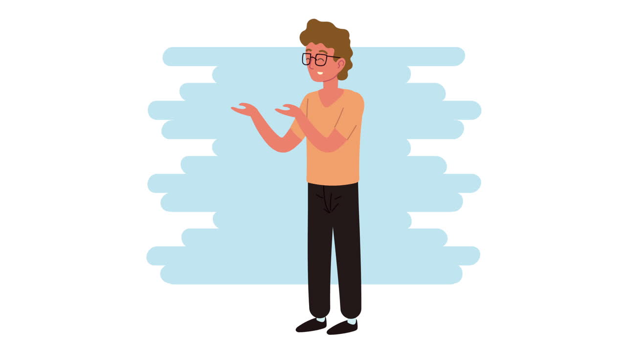 young man with glasses character animation