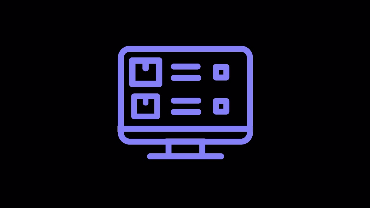 Animated Icon of a Monitor Displaying a Product List with Checkboxes