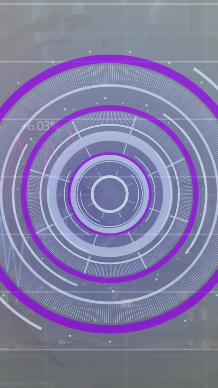 Animation of scope scanning and data processing over cityscape