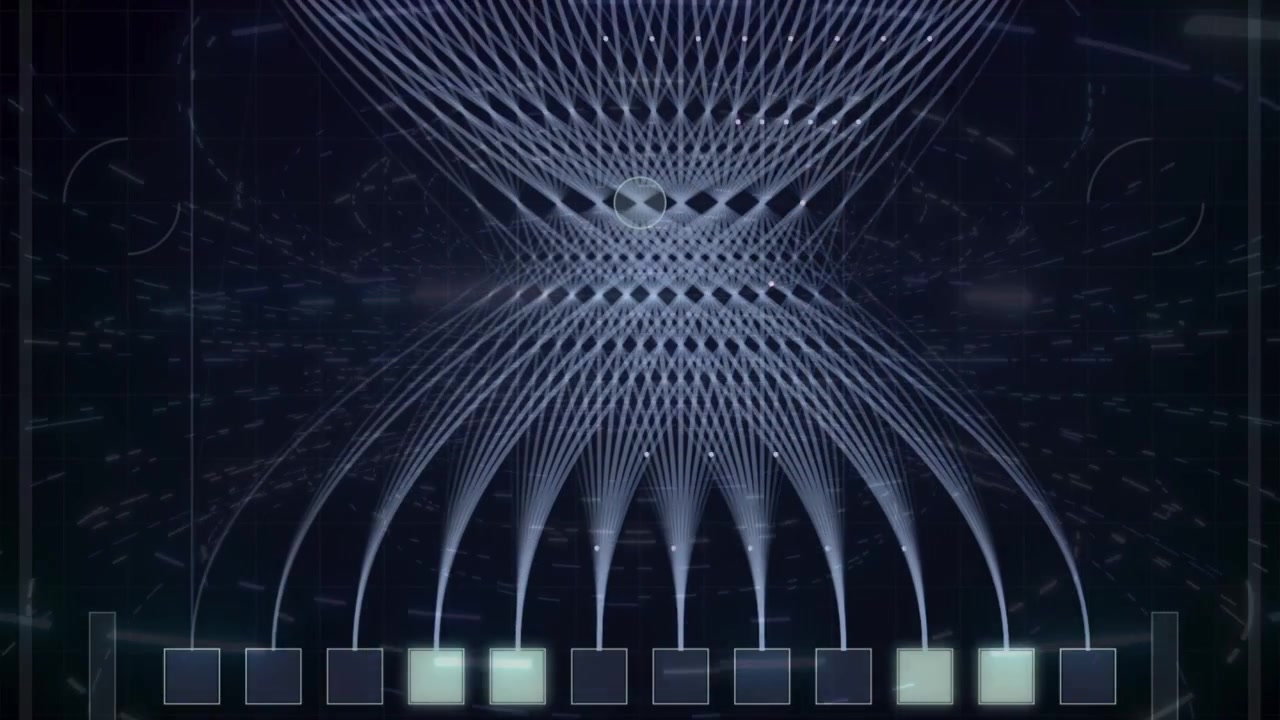 Abstract Digital Network Visualization with Glowing Light Beams