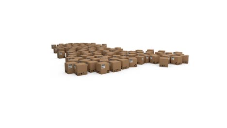 animation of multiple cardboard boxes moving on white background