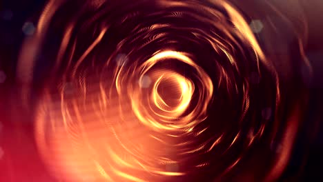 la animación de bucle de renderizado 3d de las partículas de brillo forma líneas oscilantes como guirnalda oscilante como fondo festivo o fondo abstracto de partículas con profundidad de campo y bokeh como bucle vj. oro rojo 32