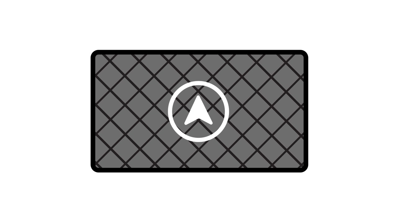 Sleek black square icon featuring arrow icon animation isolated on white background