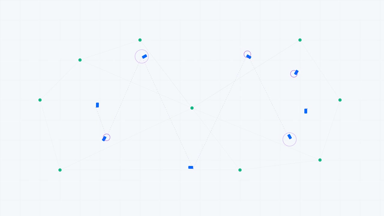 Abstract Motion Graphic of Connected Nodes and Moving Particles