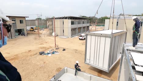 modular home installation process by crane