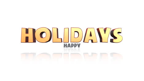 cartoon happy holidays text on white gradient