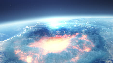massive explosion or impact event on earth viewed from space