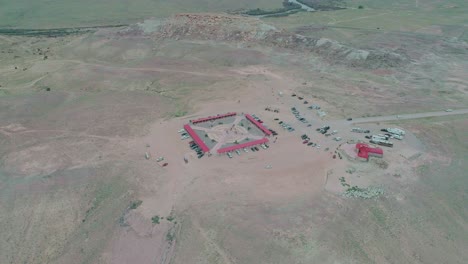 drone shot of four corners jonction point of colorado, arizona, new mexico and utah