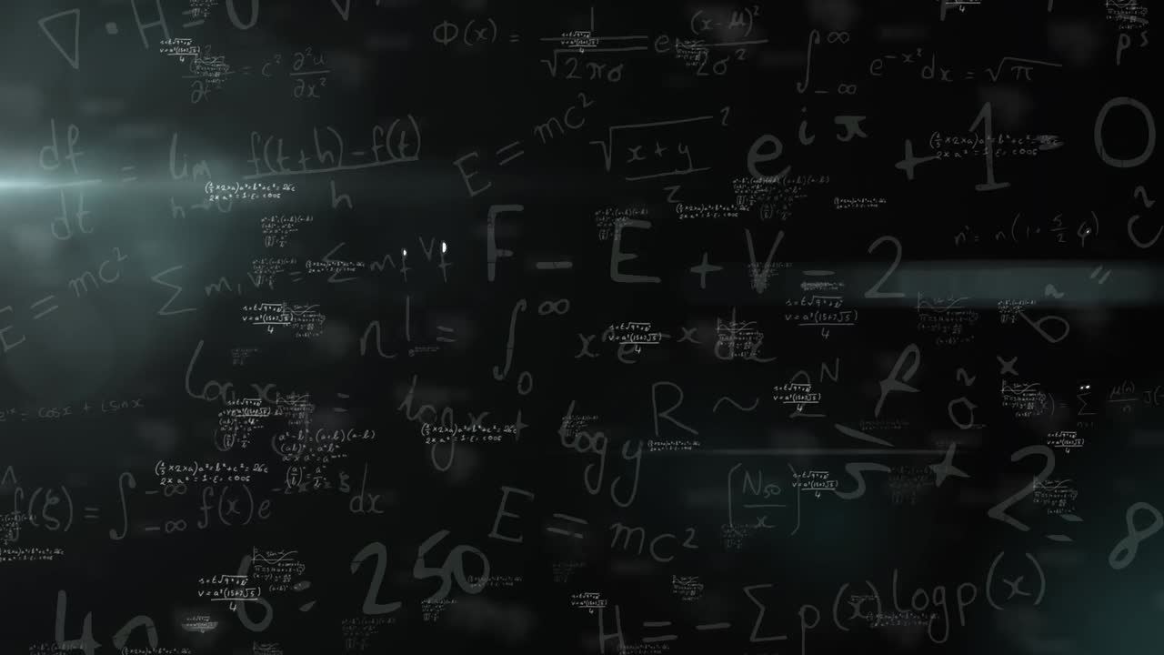 Animation of moving mathematical formulas over blackboard