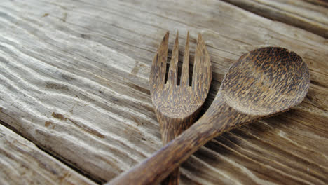 wooden spoon and fork on table