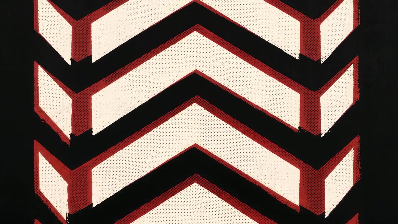 Abstract Geometric Pattern with Moving Red and White Chevrons