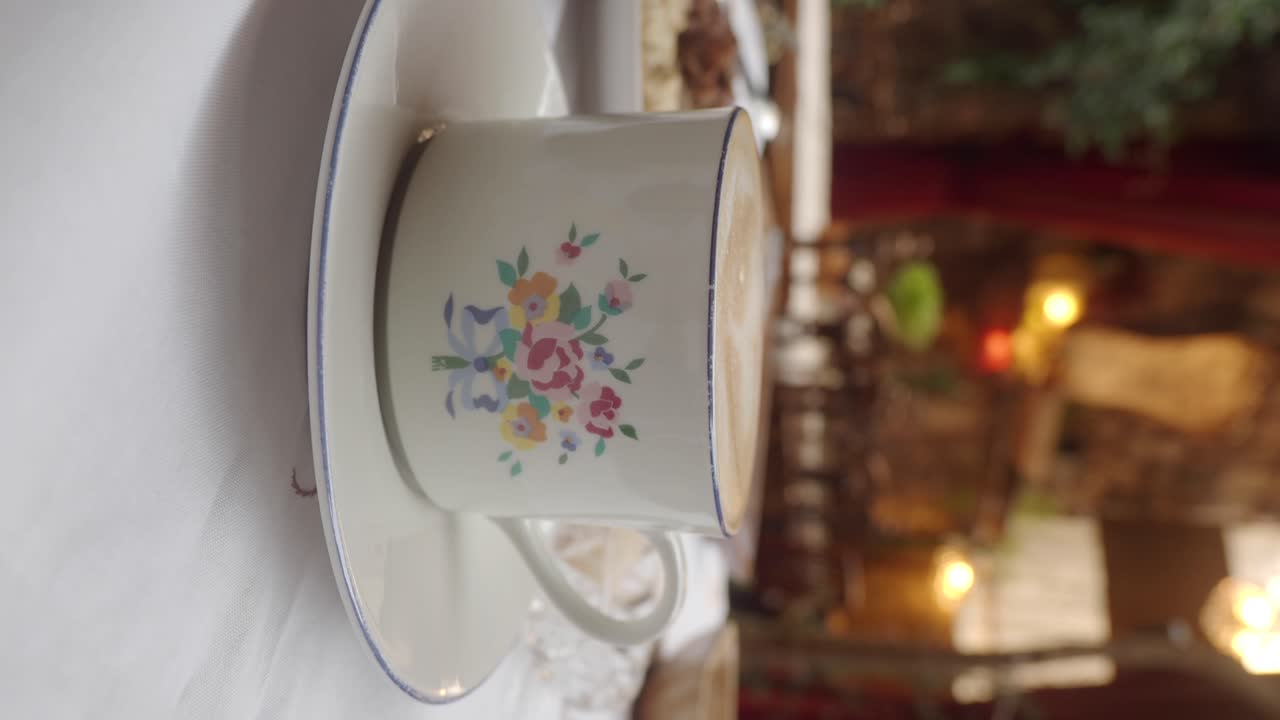 Coffee in a Floral Cup