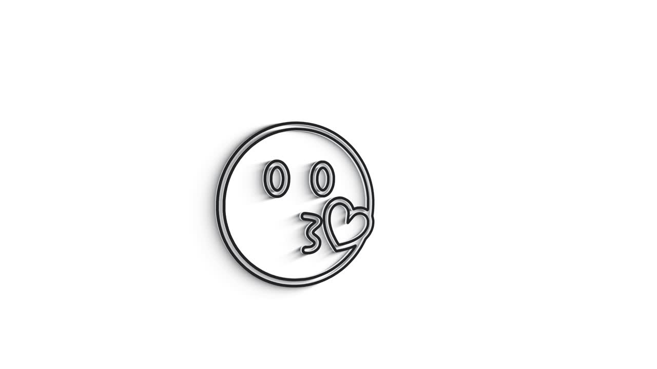 emoticon de icono de línea 3d para animación de texto en fondo blanco.