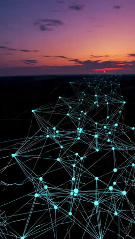 digital network at sunset
