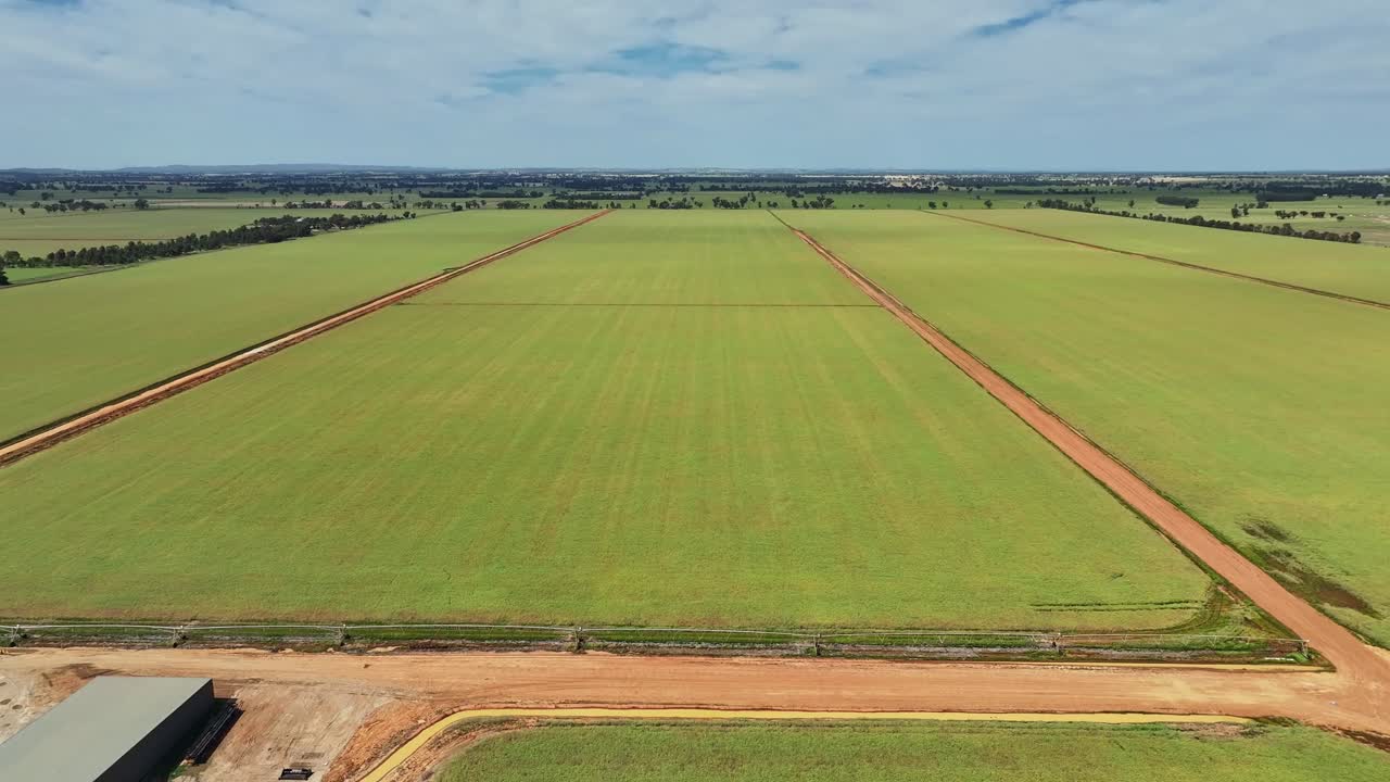 Aerial view of farmland near Silverwoods Estate in Yarrawonga Victoria Australia