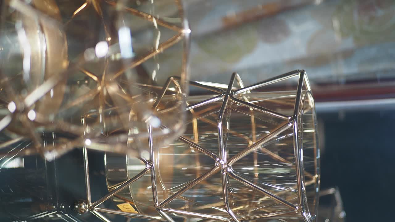 Geometric Gold-Framed Glass Decor