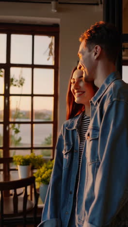 couple enjoying a romantic moment at a cafe