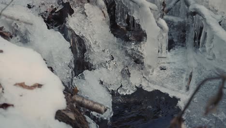 extreme coldness during winter turned streams into ice in vallee bras-du-nord, saint-raymond, canada