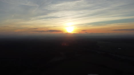 drone footage during sunset with - panorama right to left