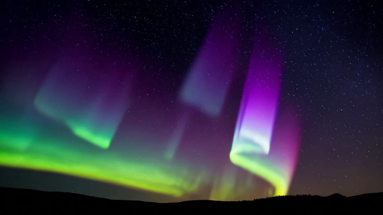 aurora boreal sobre una cordillera