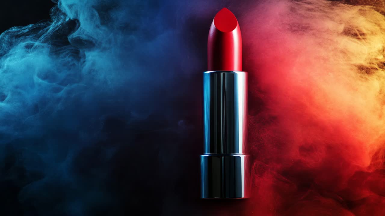 Red Lipstick against Smoke Background