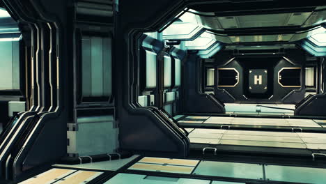 interior futurista de la base espacial