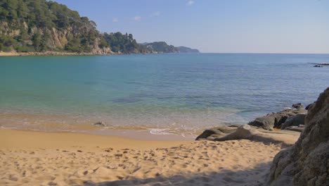 Exotic-beach-in-Costa-brava-costal-region,-Spain