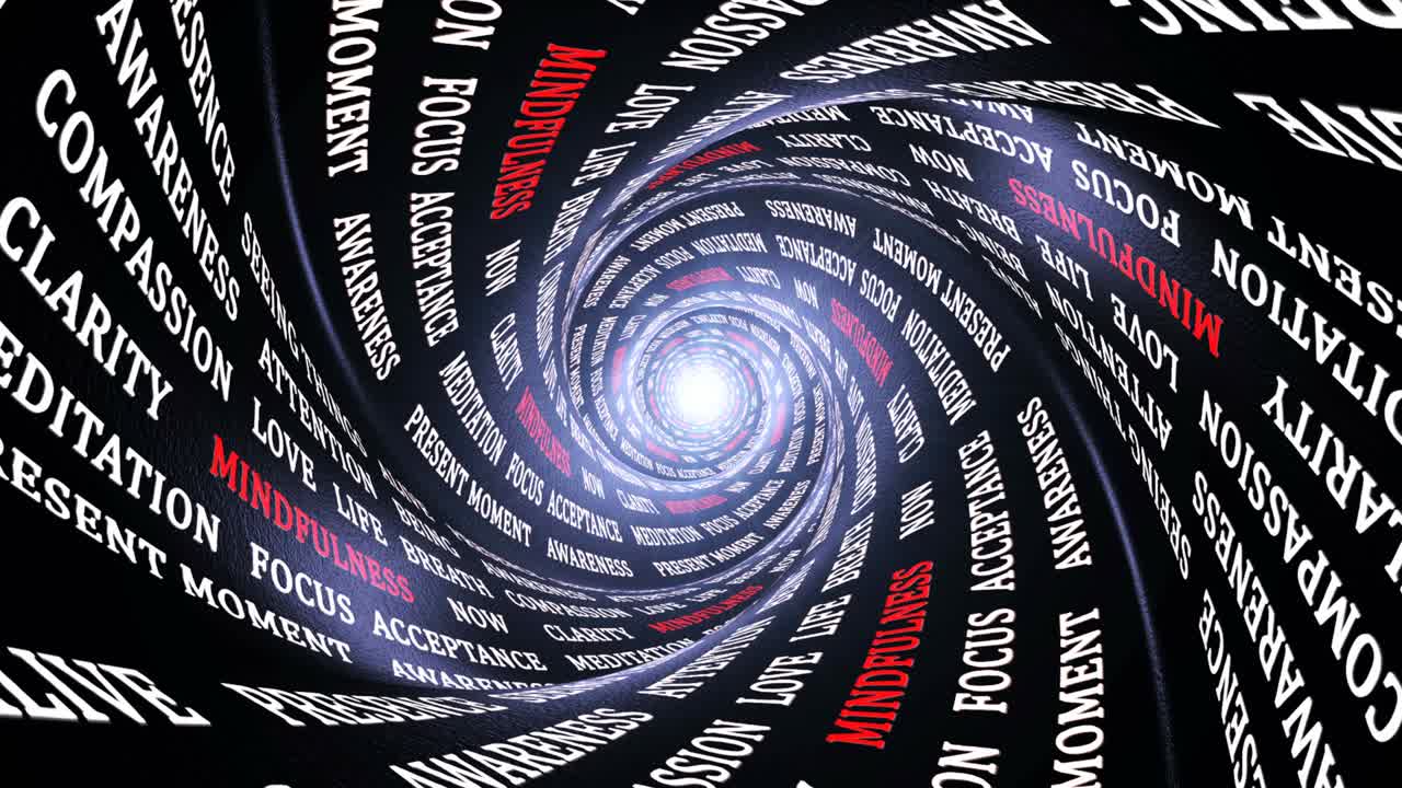 palabras clave de atención en las paredes del túnel, animación, fondo, bucle