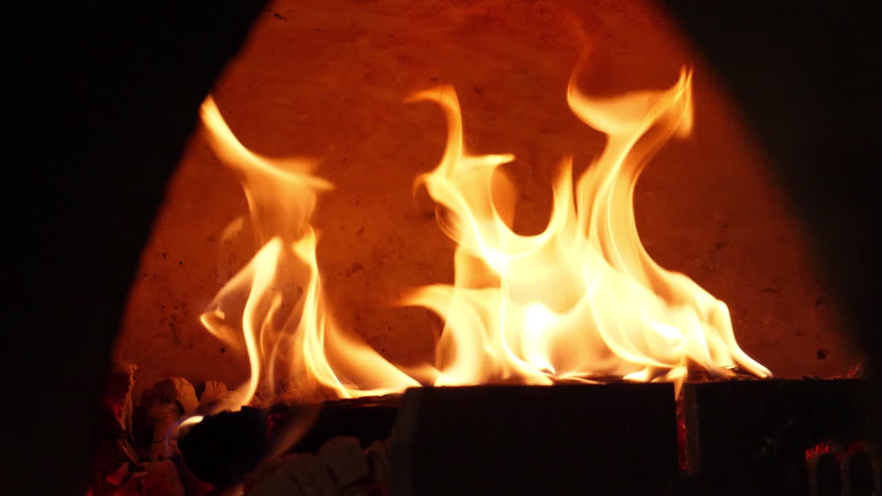 나무로 연소 된 오븐에서 불